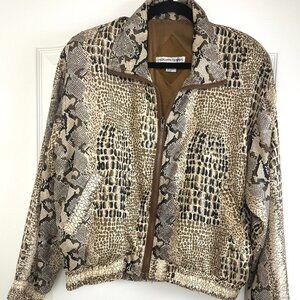 Malcolm Flowers Vintage Womens Bomber Jacket 100% silk Size L